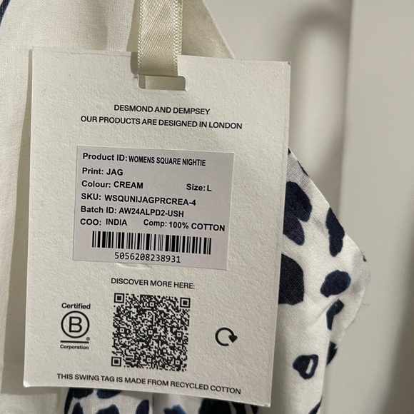 nwt DESMOND & DEMPSEY jaguar square INDIA printed nightie cotton dress L - Picture 5 of 9